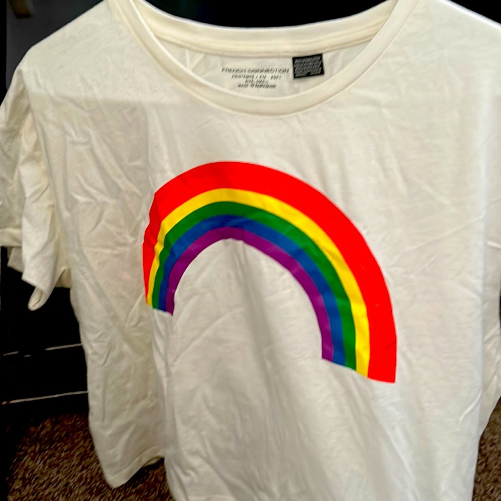 French connection cropped rainbow tee.